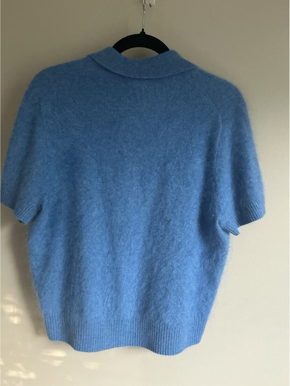 J.Crew Featherweight Cashmere Short-Sleeve Sweater-Polo in Neon Primrose L - Picture 3 of 5